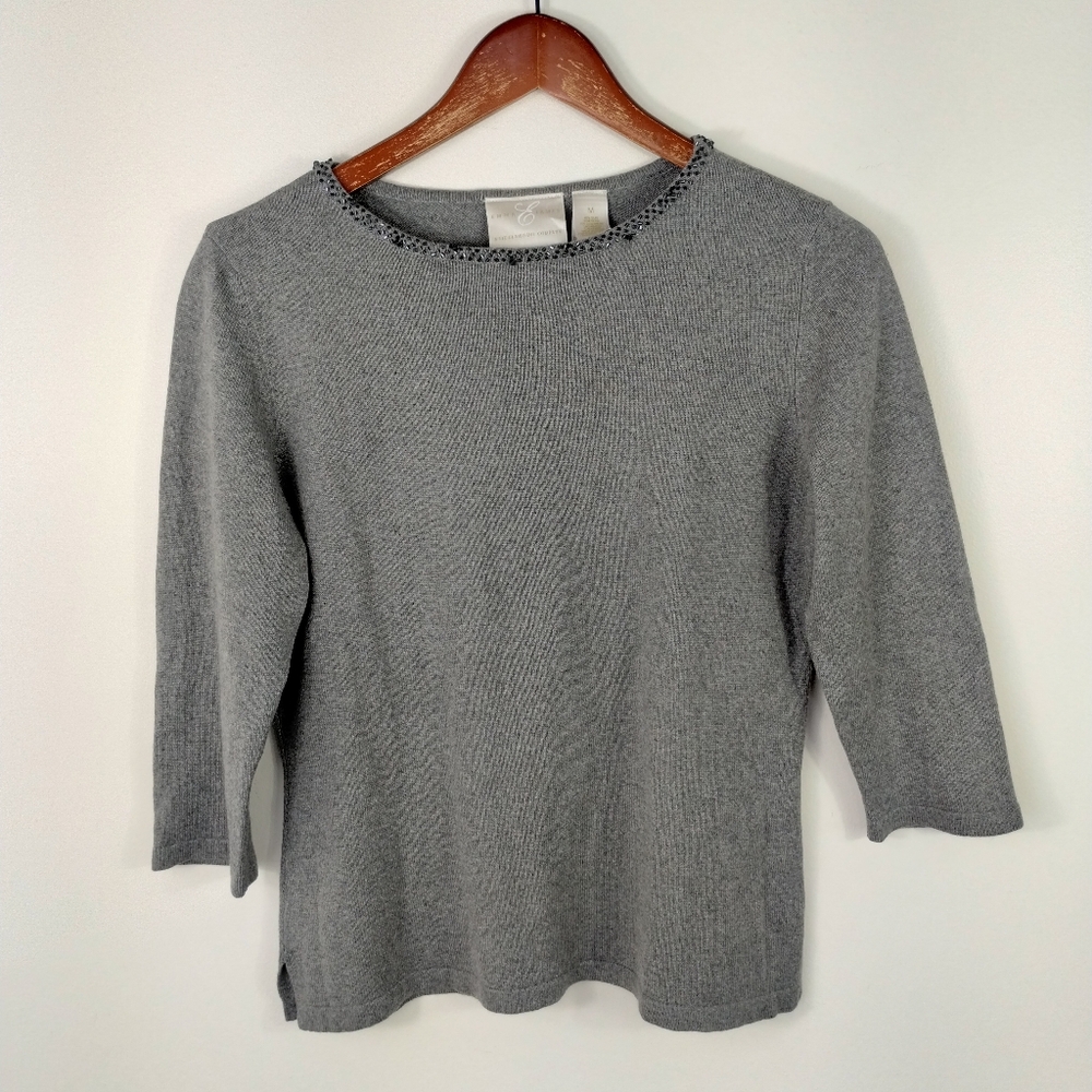 Emma James Silk Cashmere Blend Sweater Gray Size Medium